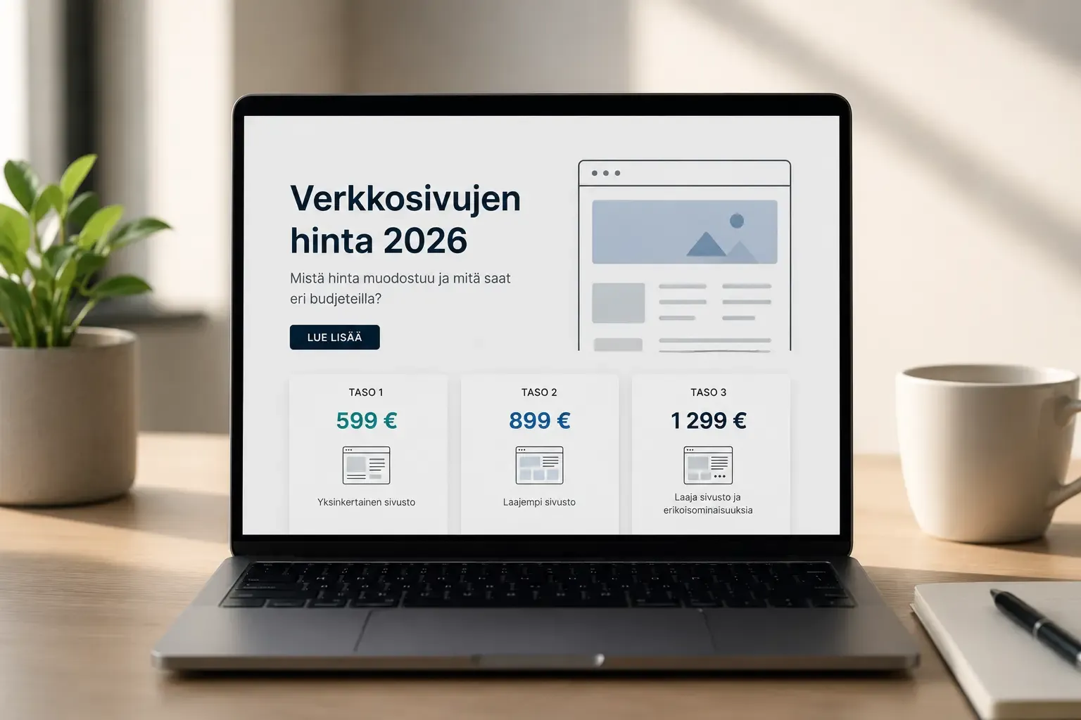 Yrityksen verkkosivujen hinta vuonna 2026